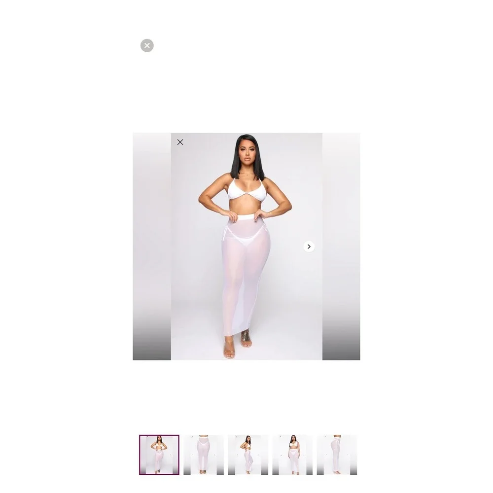 Fashion Nova Walking By The Water Coverup Skirt White Sheer Mesh Maxi Small